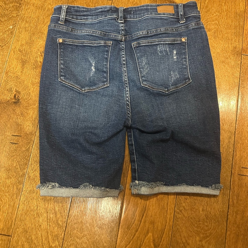Judy Blue Distressed Jean Shorts in Blue - Picture 2 of 6